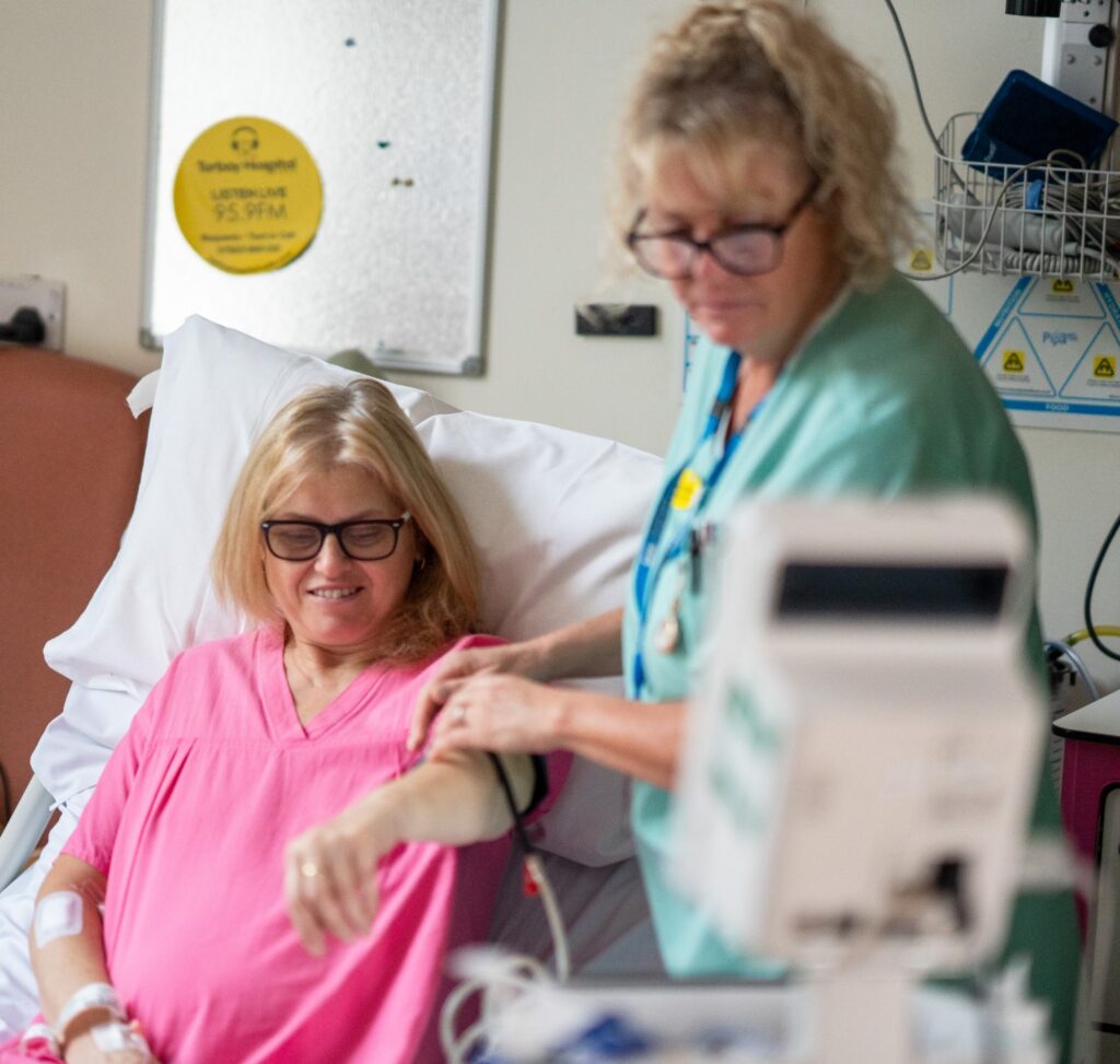 Patient receiving care from nurse