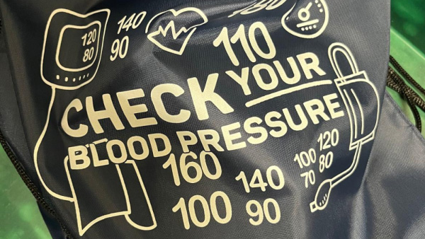 Check Your Blood Pressure campaign blood pressure monitor bag