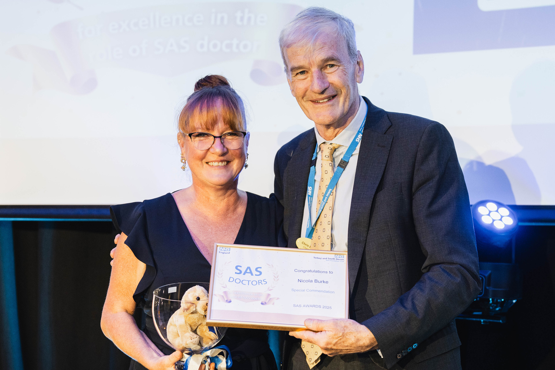 Chris Balch presenting Nicola Burke with their award