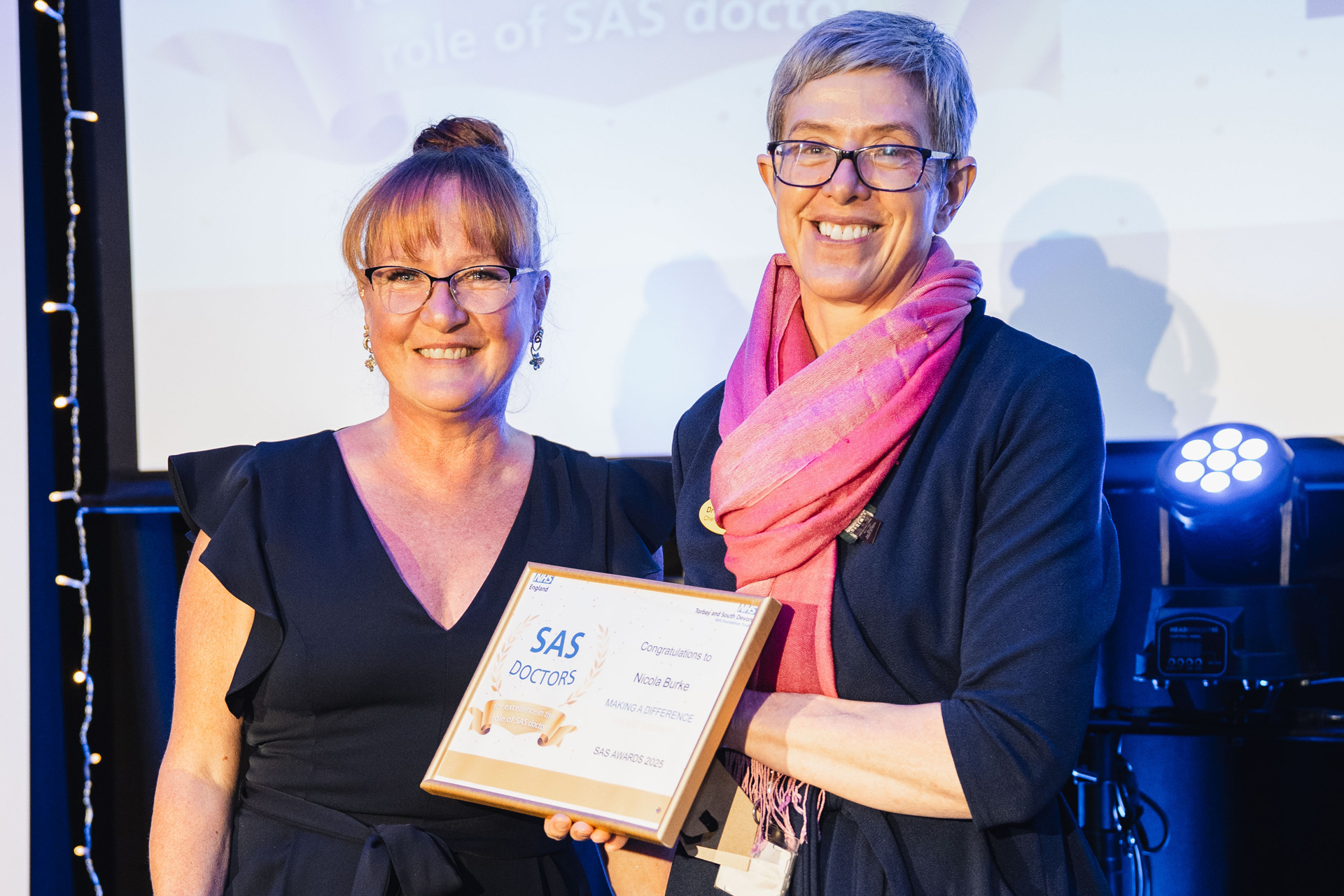 Dr Kate Lissett presenting Nicola Burke with their award