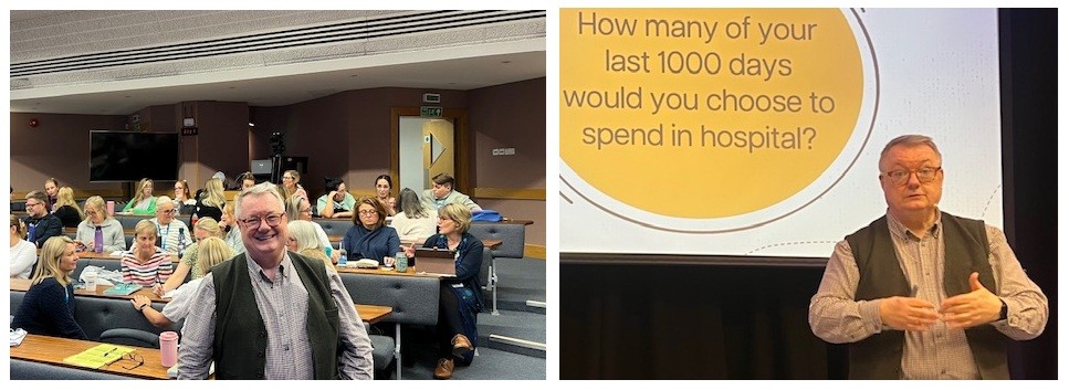 Professor Brian Dolan OBE delivering his My Last 1000 Days session to colleagues at Torbay Hospital
