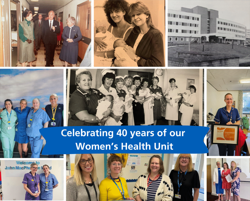 Celebrating 40 years of our Women's Health Unit - photo montage featuring mothers, babies and our colleagues over the years