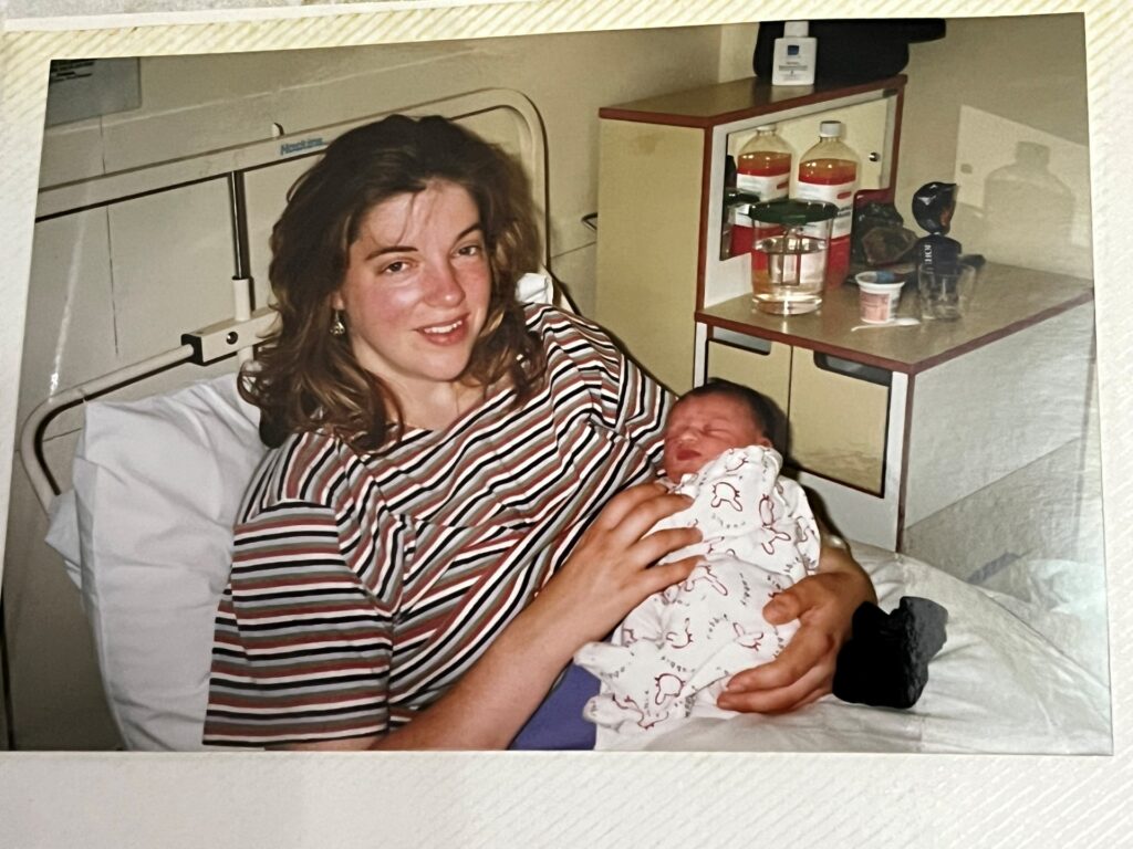 Kate Baker with her baby Jess in Torbay Hospital's Maternity Unit