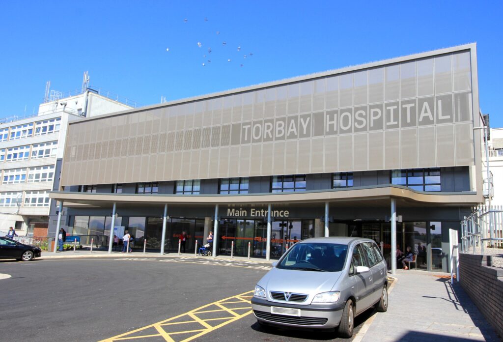 Torbay Hospital's main entrance exterior