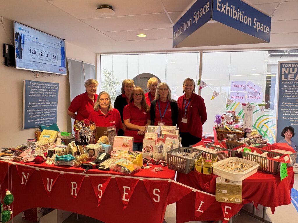 Torbay Hospital Nurses’ League at the annual Christmas Fair in Torbay Hospital's main entrance