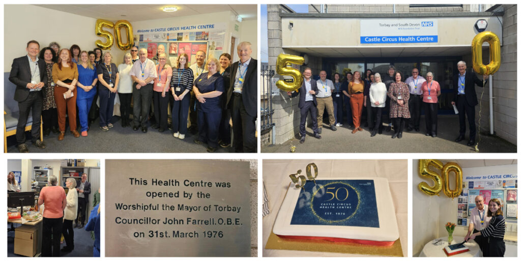 A photo montage featuring the 50 years of Castle Circus Health Centre celebrations