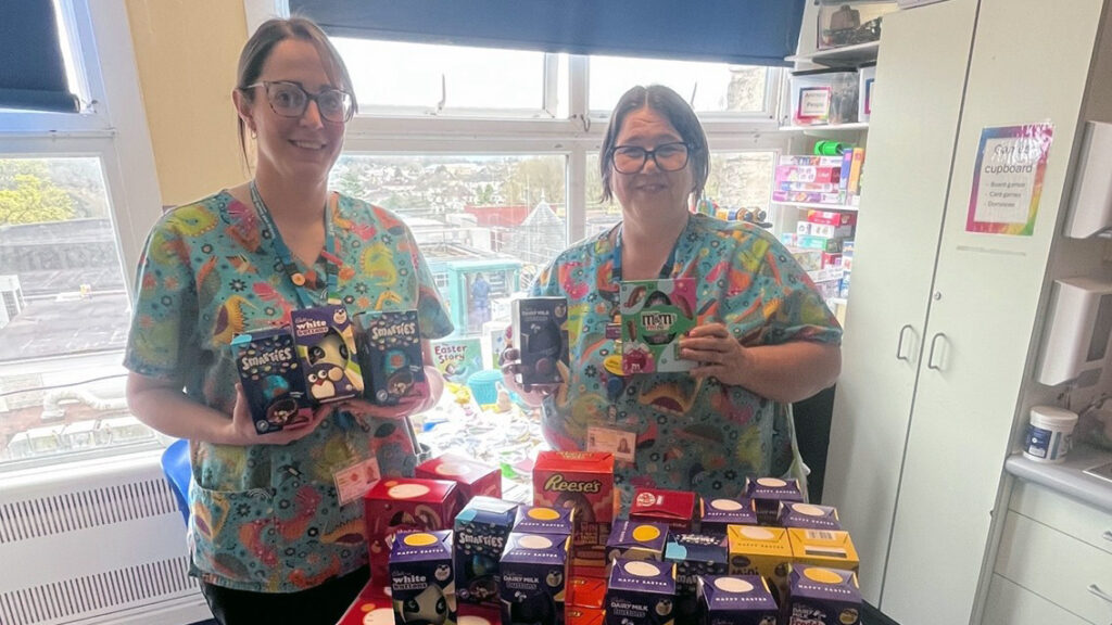 Two of our Louisa Cary with all the donated Easter eggs