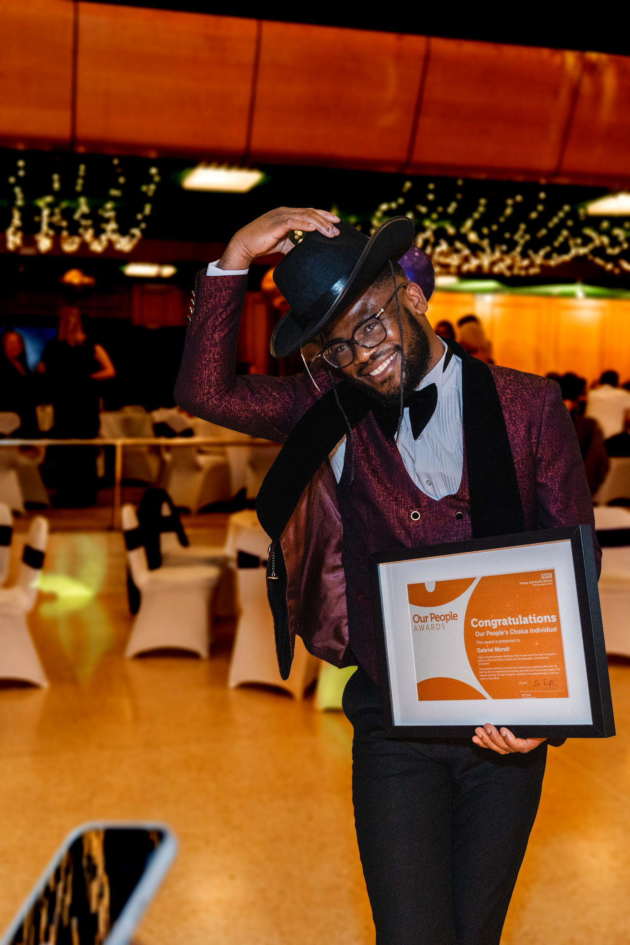 Our People’s Choice individual award winner Gabriel Moroti, with their award