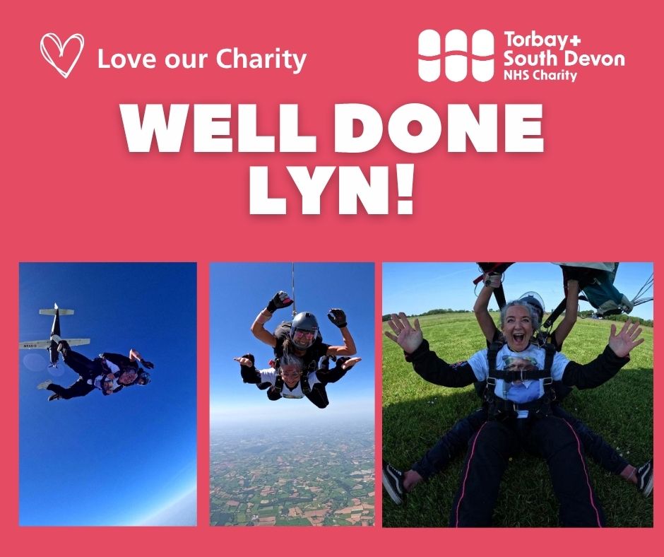 Photo montage of Dental nurse Lyn Wilson during her a recent skydive.