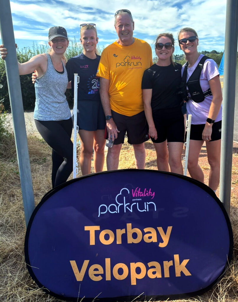 John Osborn and Torbay’s nursing team from the RADAR trials programme after John’s 100th parkrun.
